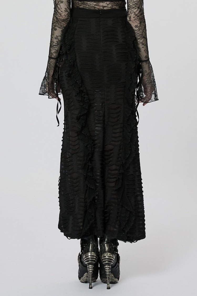 Black Wave Three-Dimensional Lace Ripped Women's Gothic Skirt - Product - 3