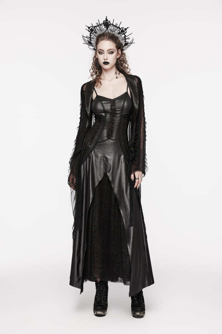 Black Off Shoulder Lace Lace-Up Slim Irregular Women's Gothic Jsk Wedding Dress - Product - 10