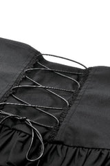 Black High Waisted Lace-Up High/low Mesh Women's Punk Skirt - Product - 16