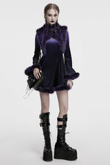 Black/Purple Long Sleeves Gradient Women's Gothic Dress - Product - 4