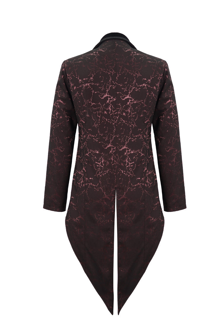 Red Bright Pattern Printed Decoration Men's Gothic Tailcoat - Product - 8