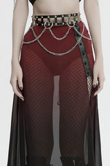 Silver Women's Punk Studded Metal Chain Belt - Silver - 1