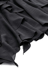 Black Women's Gothic Side Slit Ruffled Slim Fit Fishtail Skirt - Product - 16