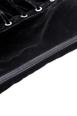 Dark Red Cross Shoulder Straps Jacquard Lace-Up Women's Gothic Overbust Corset - Product - 20