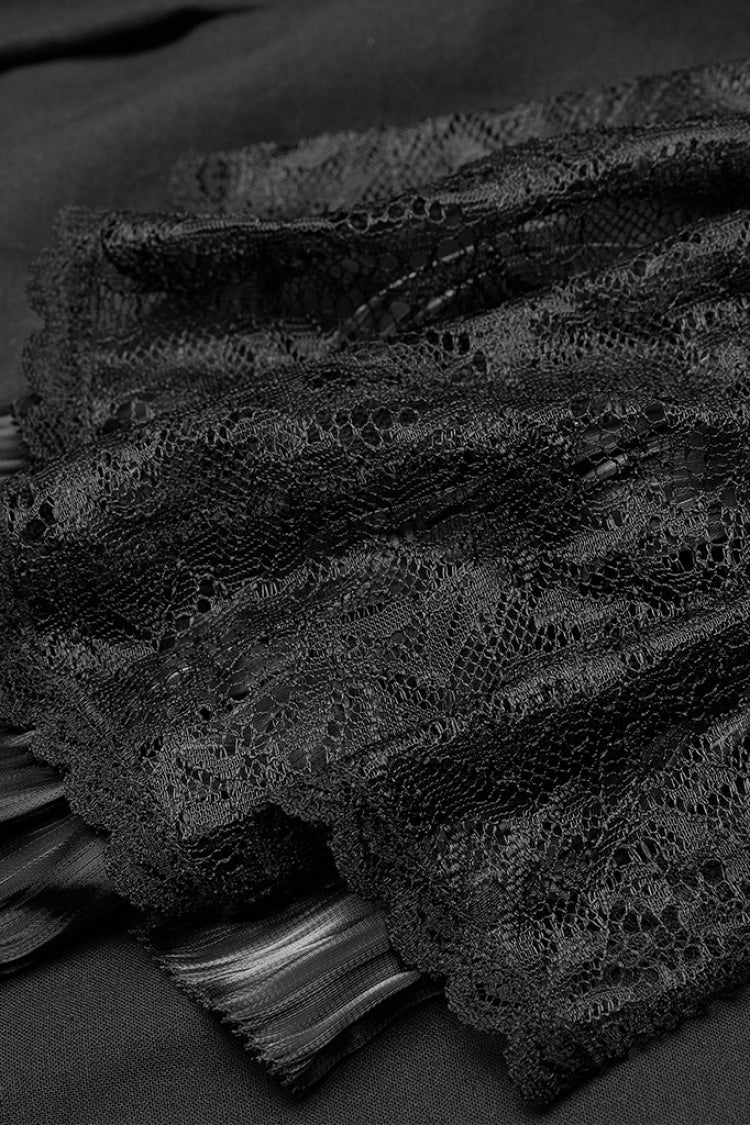 Black Lapel Collar Long Lantern Sleeves Mens Gothic Gorgeous Blouse - Product - 6