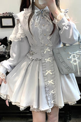 [Dolls Only] Ruffle Bowknot Lace Lace-Up Sweet Jirai Kei Strap Dress 4 Colors - Product - 8