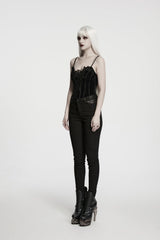 Black Jacquard Slim Fit Women's Gothic Cool Cosplay Pants - Product - 3