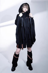 Black Unmarked Blade Gothic Handsome Ouji Lolita Shorts - Product - 7