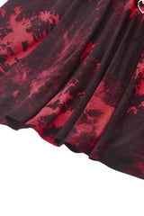 Red Sleeveless Mesh Hem Asymmetric Tie-dyed Women's Punk Slip Dress - Product - 17