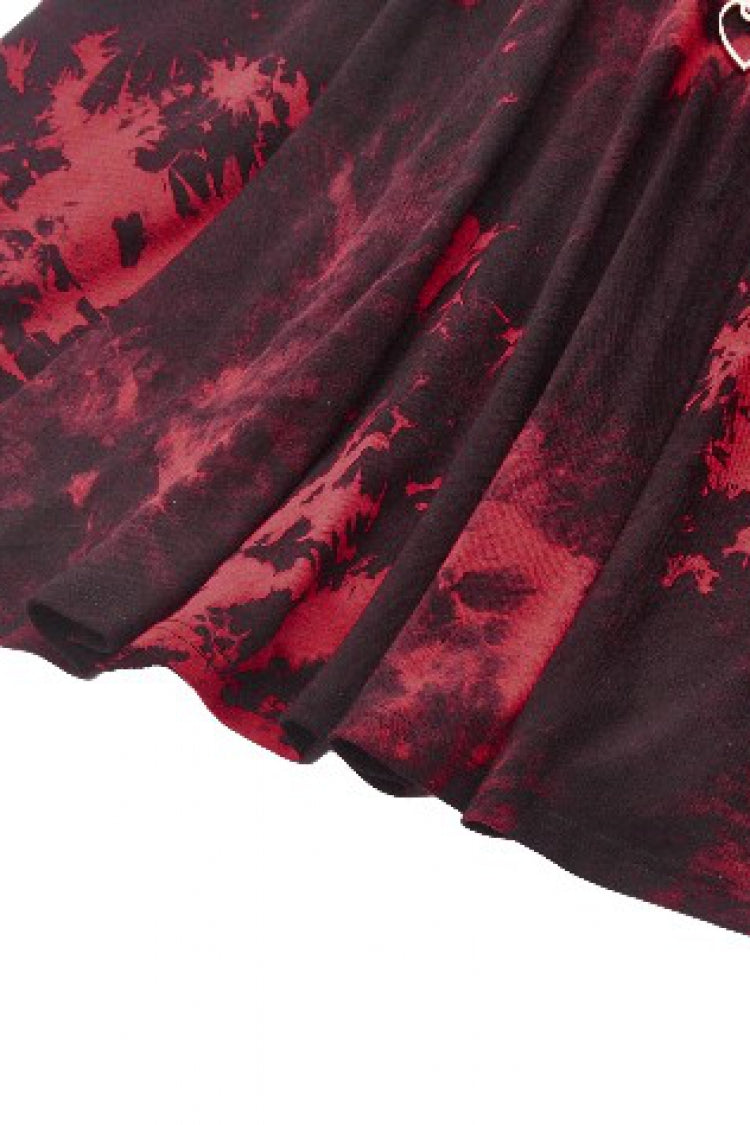 Red Sleeveless Mesh Hem Asymmetric Tie-dyed Women's Punk Slip Dress - Product - 17