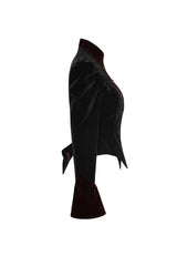 Black 3D Floral Decoration Stand Collar Long Sleeves Womens Gothic Jacket - Product - 6