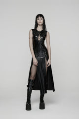 Black Sleeveless Split Lace-Up Slim Women's Punk Dress - Product - 19