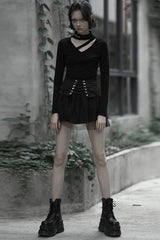 Black Binding Mesh Plaid High Waist Women's Steam Punk Skirt - Product - 2