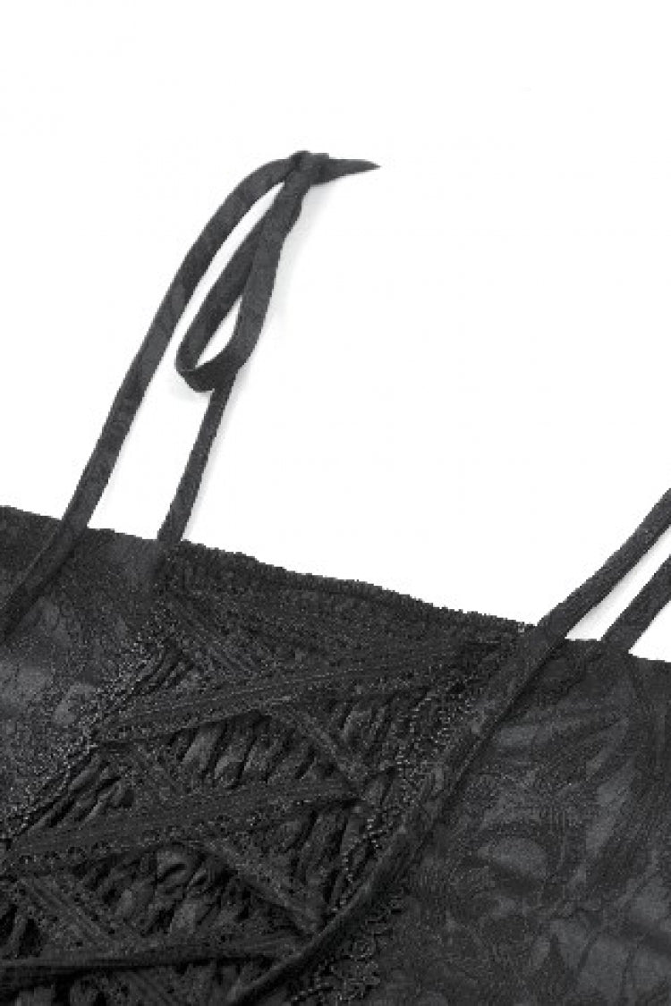 Black Floral Jacquard Lace-Up Women's Gothic Elegant Bustier - Product - 17