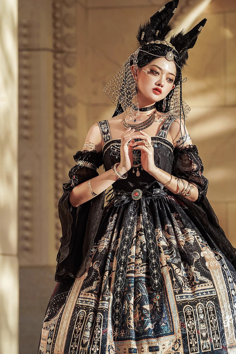 Dusk Best Egyptian Style Print Ruffle Gothic Lolita Dress 3 Colors - Product - 12
