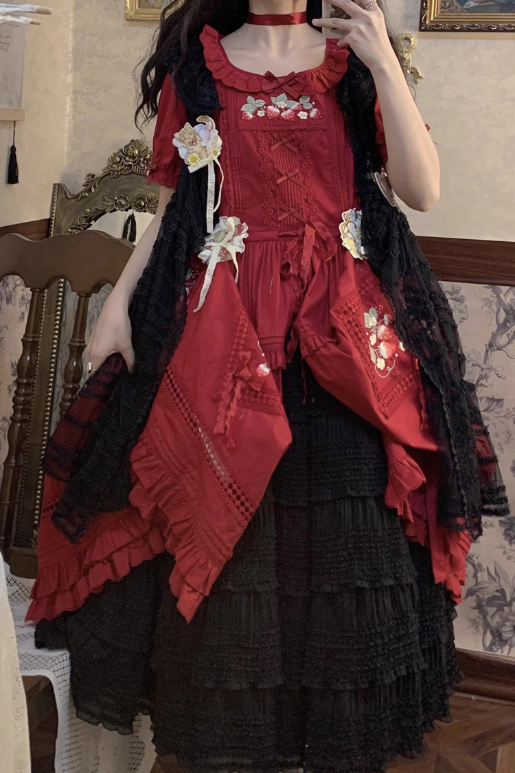 Cat Rose Tea Multi-layer Ruffle Sweet Lolita Skirt 3 Colors - Product - 10