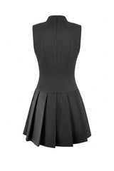 Black Sleeveless Cut-Out Cobweb Sheer Mesh Lace-Up Women's Punk Mini Dress - Product - 15