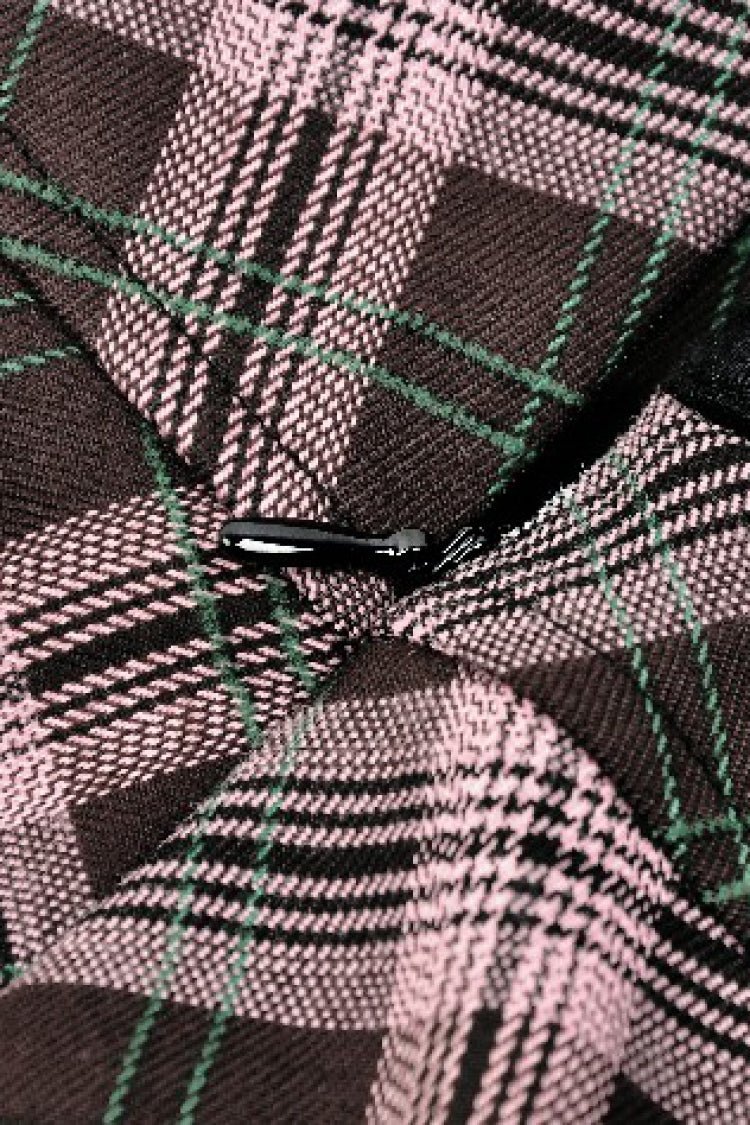 Pink/Brown Buckled Plaid Women's Punk Pleated Mini Skirt - Product - 17
