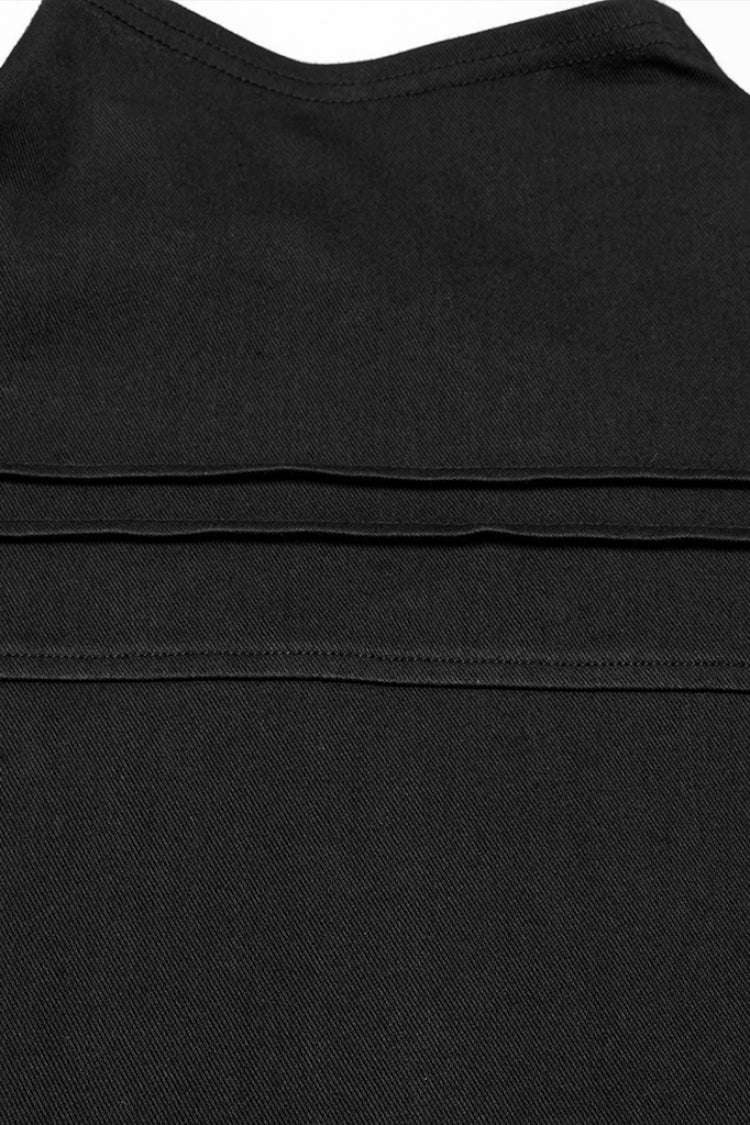 Black Stand Collar Long Sleeves Asymmetric Zipper Men's Punk Blouse - Product - 8