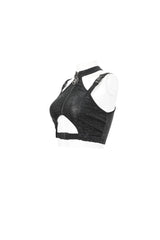 Black Slim Knit Mechanic Computer Moire Adjustable Women's Punk Halter Vest - Product - 7