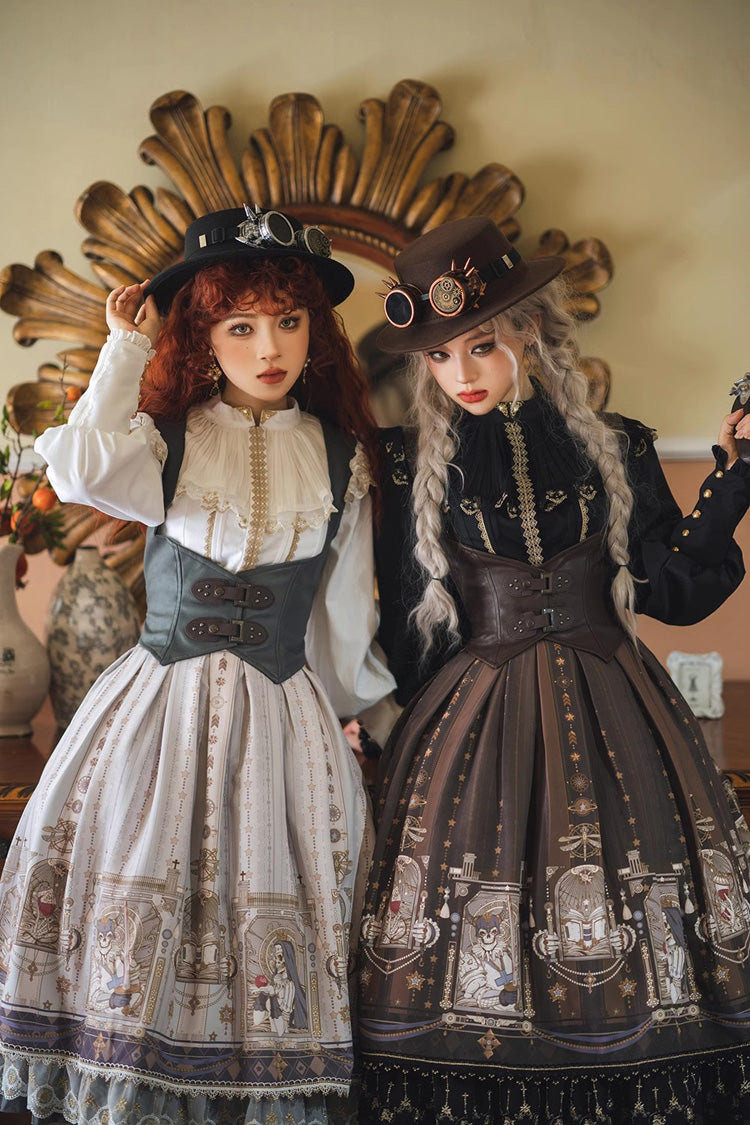 Demon Hunting Notes Print Ruffle Sweet Elegant Lolita Skirt 2 Colors - Product - 4