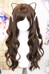 Wispy Bangs Curls Japanese Sweet Lolita Long Wig 2 Colors - Warm-Brown - 2
