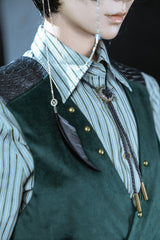 Dark Green Double-breasted Slim Ouji Prince Handsome Lolita Vest - Product - 11