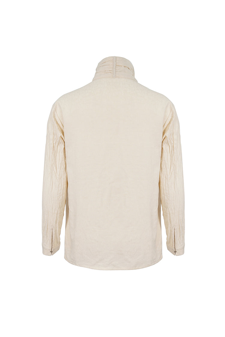 Stand Collar Ruched Men's Gothic Shirt - Product - 7