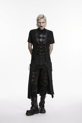 Black Cut-Out Lace-Up Slim Mesh Buckled Eyelet Men's Punk Handsome Vest - Product - 3