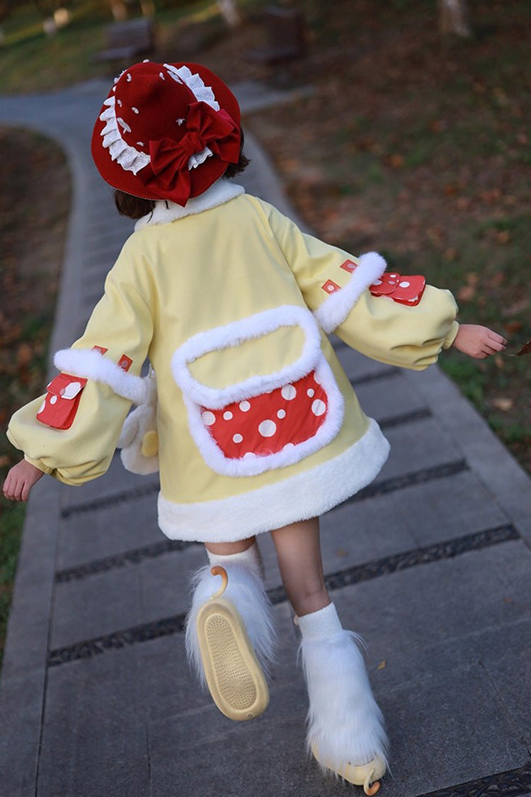 Yellow [Mushroom House] Long Sleeves Embroidery Bowknot Sweet Lolita Coat - Product - 8