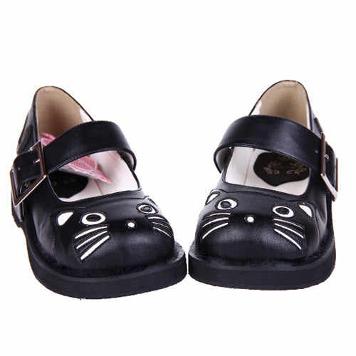 Black Patent Leather Point Toe Platform Sweet Lolita Shoes - Product - 4