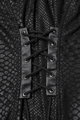 Black Stand Collar Long Sleeves Stitching Mesh Ripped Women's Punk Fishtailed Dress - Product - 8