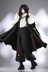 Black [Sacred Vow] Print Hooded Vintage Elegant Prince Handsome Ouji Lolita Cloak - Product - 2
