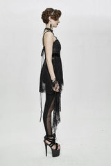 Black Versatile Translucent Sweep Sexy Lace Womens Gothic Dress With Shoulder Straps - Product - 5