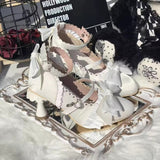 Ruffled Bow Lace Sweet Elegant Lolita Pointed Toe High Heels 4 Colors - White - 1