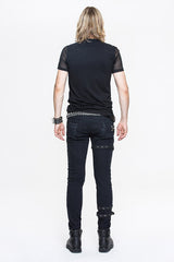 Black Partition Diamond Shape Mesh Gothic Punk Mens Tops T-Shirt - Product - 6