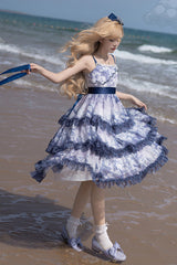 Multi-Color Multi-layer Cumulonimbus Print Ruffle Bowknot Sweet Lolita Jsk Dress - Product - 9