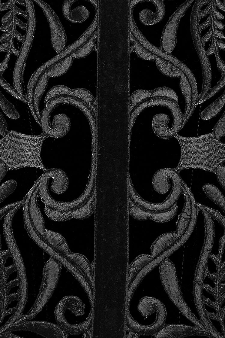 Embroidery Lace-Up Zipper Women's Gothic Corset 2 Colors - Product - 5