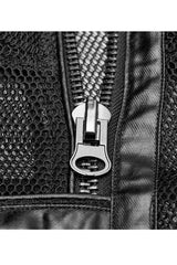 Black Punk Rough No Elasticity Woven Mesh Metal Buckle Belts Decoration Perspective Sleeveless Metal Zipper Men's Vest - Product - 8