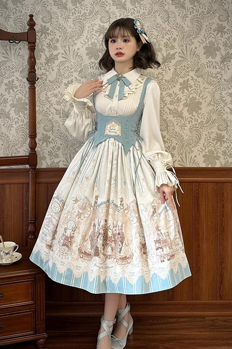 Doll's House Print Ruffle Embroidery Long Version Sweet Lolita Jsk Dress 2 Colors - Product - 10