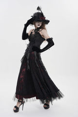 Black Ruffled Lace Lace-Up Slim Women's Gothic Overbust Corset - Product - 6