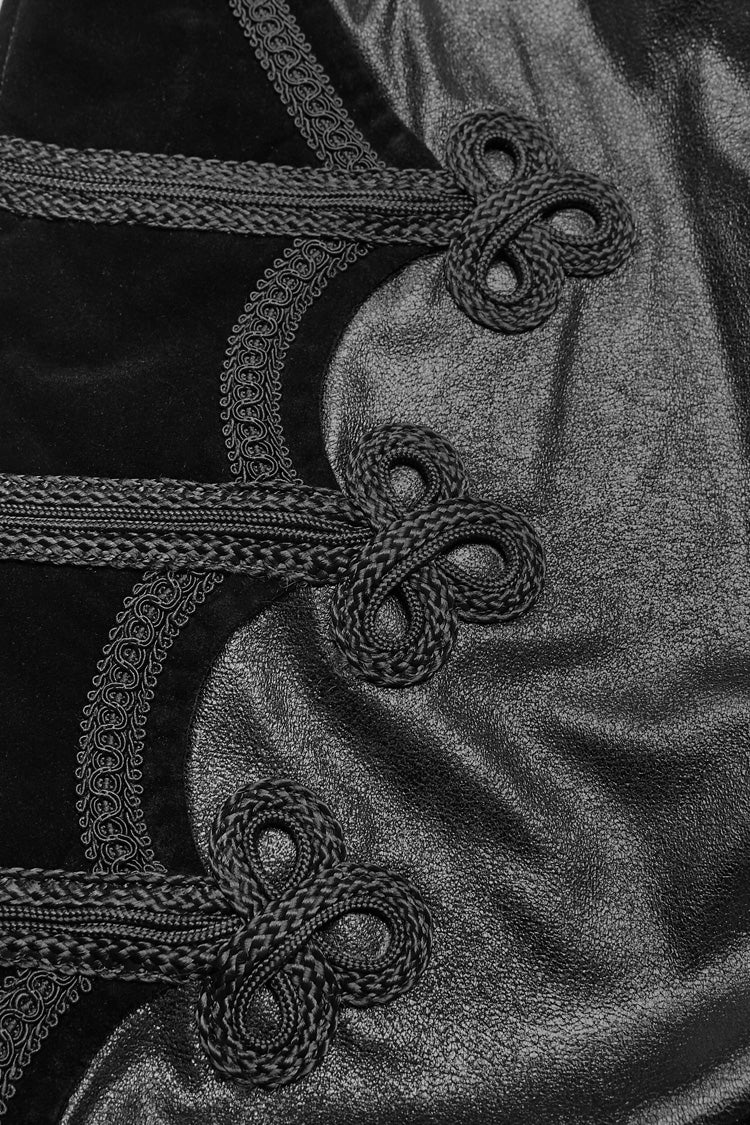 Black Print Embroidery Hooded Mens Gothic Coat Cloak - Product - 6