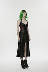 Black/Red Halterneck Sleeveless Lace-Up Slim Buckled Women's Punk Dress - Product - 3