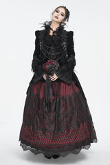 Black Stand Collar Trumpet Sleeves Embroidery Stitching Lace Women's Gothic Jacket - Product - 2
