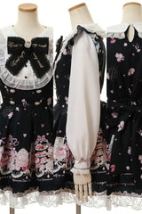 [Afternoon Tea] Long Sleeves Print Ruffle Bowknot Lace Sweet Jirai Kei Plus Size Dress 3 Colors - Product - 7