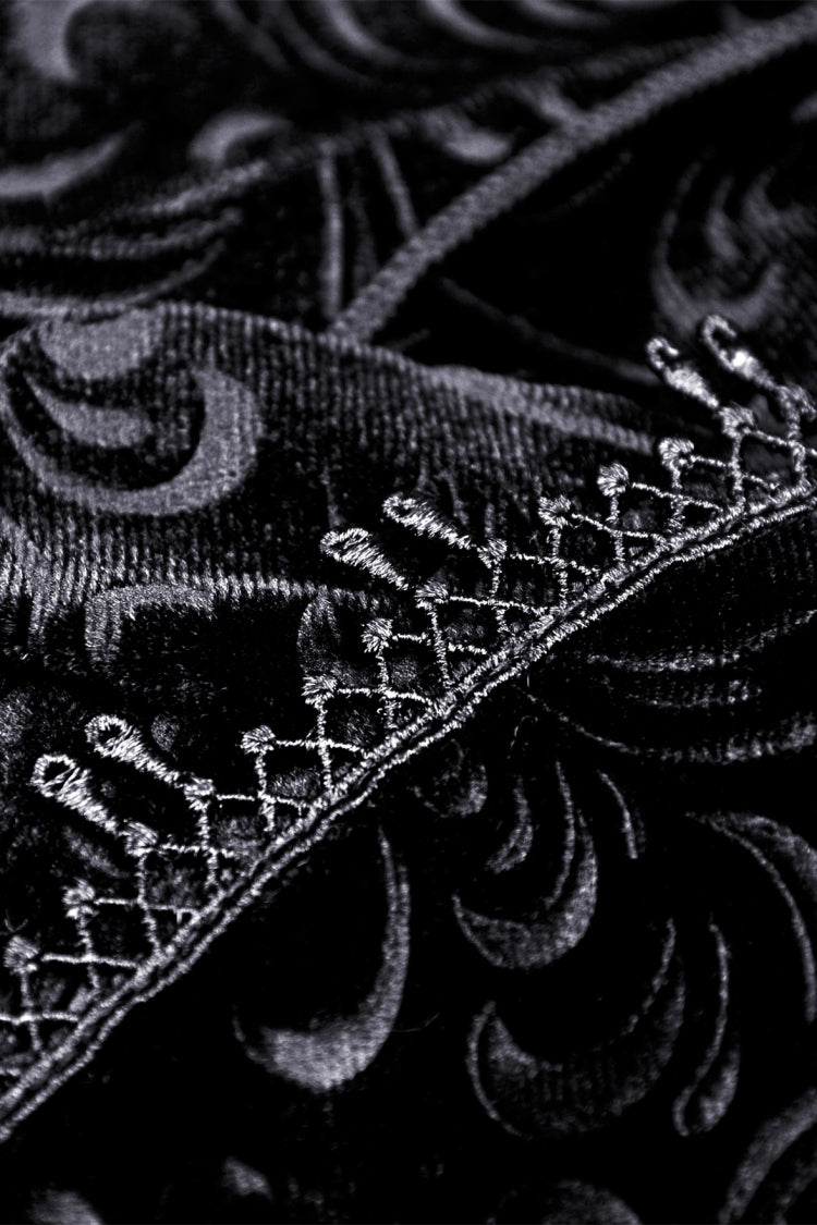 Black Jacquard Lace Lace-Up Women's Gothic Dovetail Wrap Skirt - Product - 15