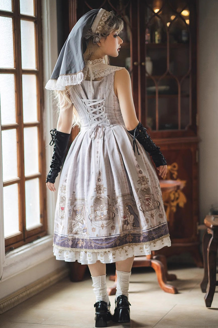 Demon Hunting Notes Print Ruffle Sweet Elegant Lolita Jumper Dress 2 Colors - Product - 7