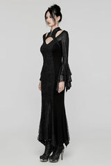 Black Cheongsam Collar Fishtailed Hollow Women's Gothic Dress - Product - 2