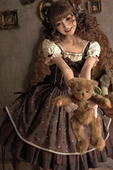 Brown Moro Coco [Hot Air Balloon] Print Ruffle Bowknot Sweet Elegant Princess Lolita Dress - Product - 9