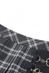 Black/White Irregular Plaid Pleated Women's Punk Hem Skirt - Product - 10